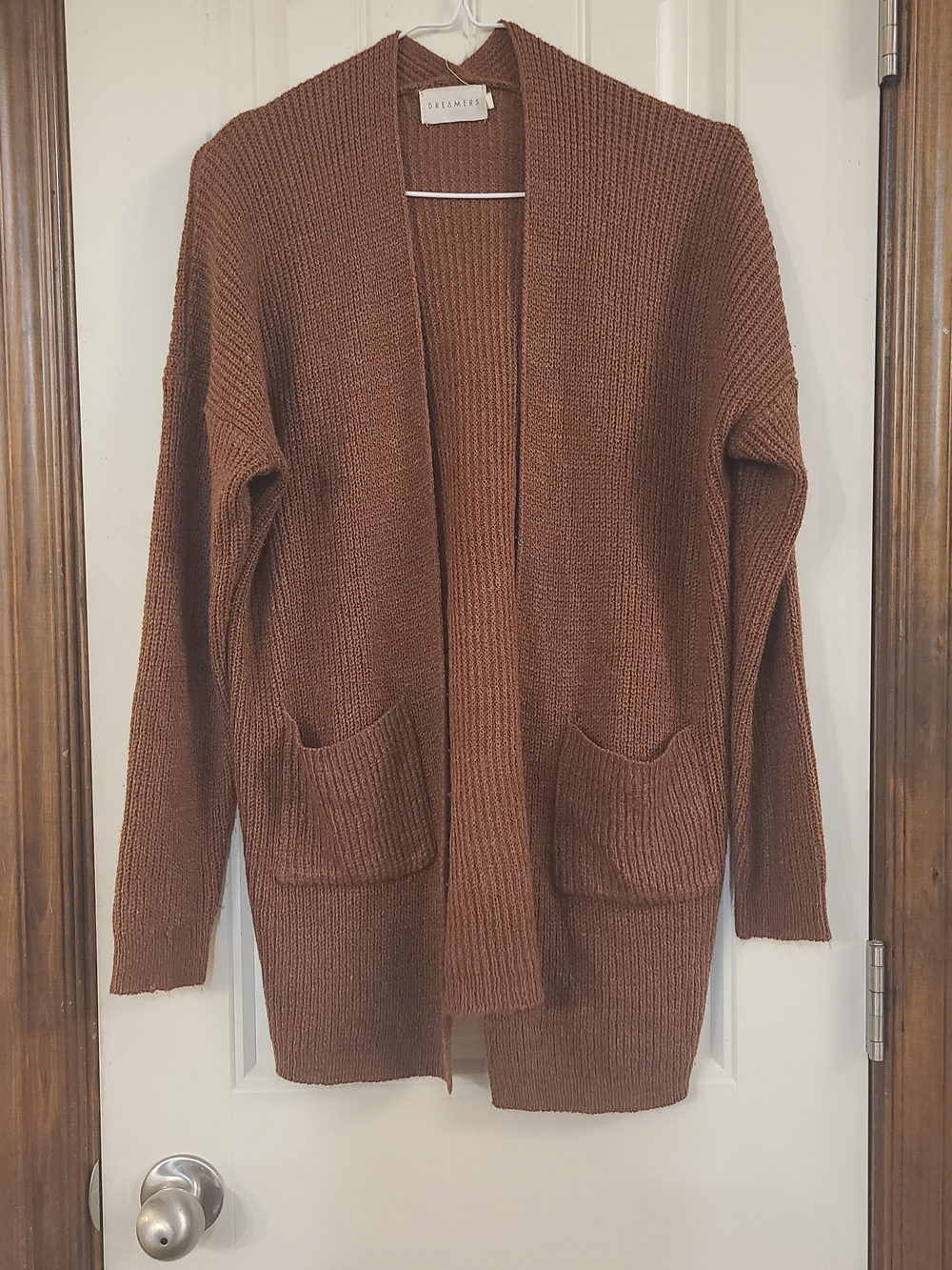 Dreamers Open-Front Ribbed Cardigan - Brown Size S